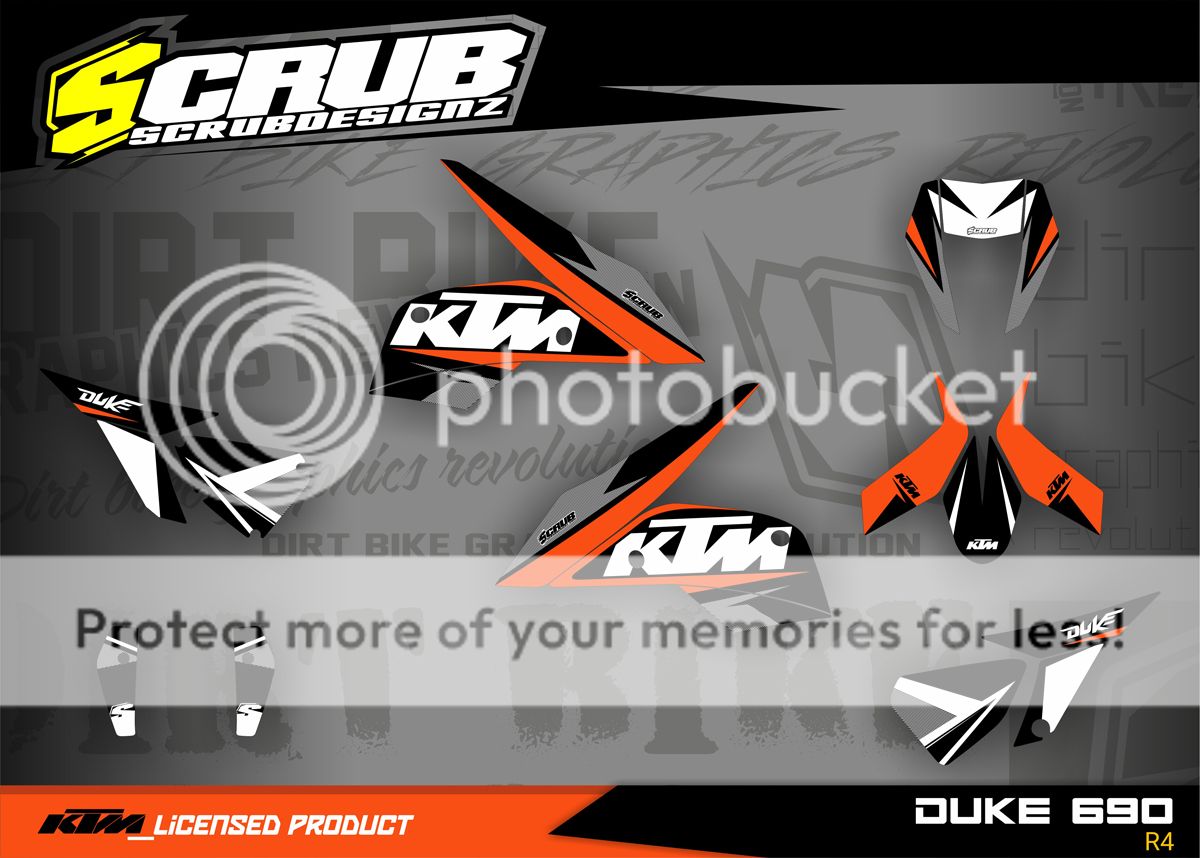 KTM graphics DUKE 690 decals 2011 2012 2013 2014 2015 2016 2017 SCRUB